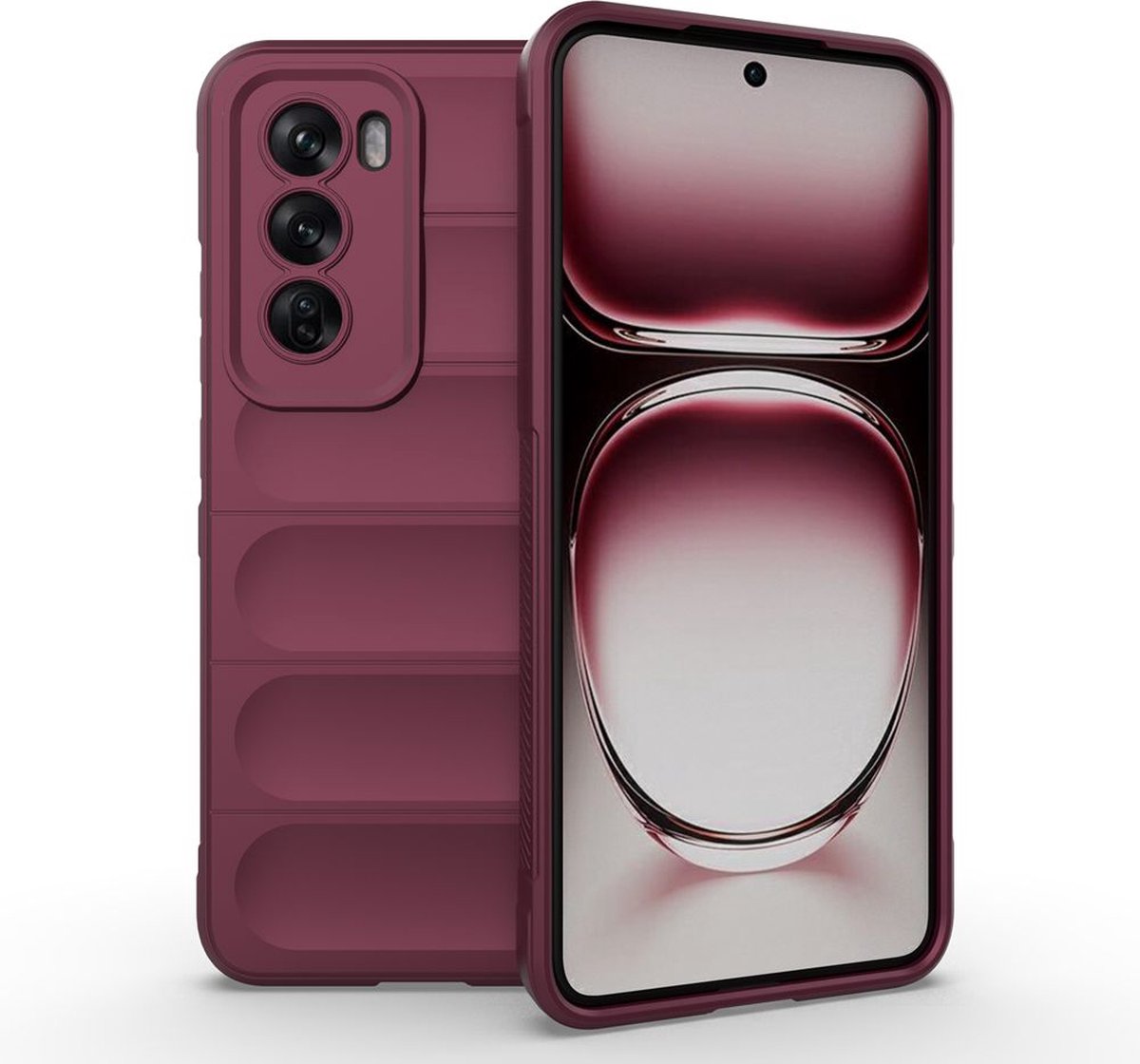 MobyDefend Hoesje - Geschikt voor Oppo Reno12 Pro - TPU Gripcase - Paars