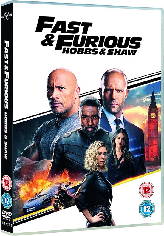 Fast & Furious Presents: Hobbs & Shaw DVD-hoes met Dwayne Johnson, Jason Statham, Idris Elba, Vanessa Kirby en Eiza González voor de Big Ben.
