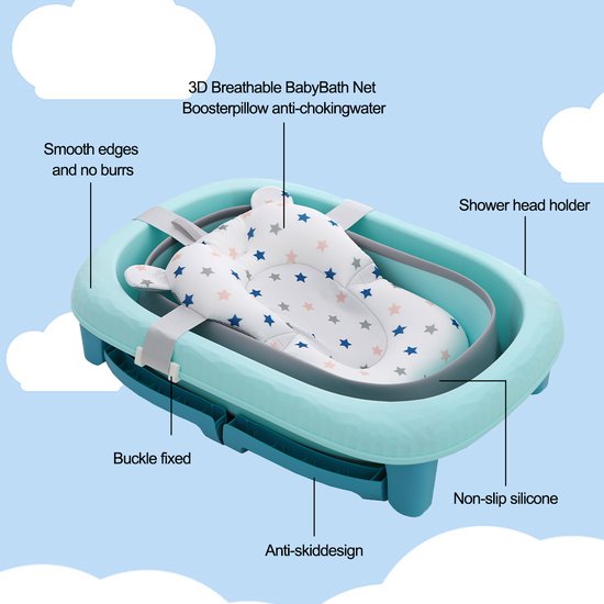OFMOTRA Babybadje Opvouwbaar - 4 in 1 - Baby Bad - Zitbad - Met badkruk - baby badkussen - kinderbad - Opvouwbaar bad - Groente van OFMOTRA — afbeelding 4