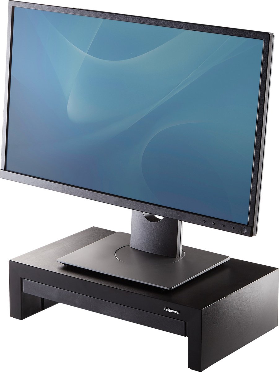 Fellowes Designer suites - Monitor standaard - Ergonomisch - 3 hoogtes verstelbaar - Met opberglade - Zwart