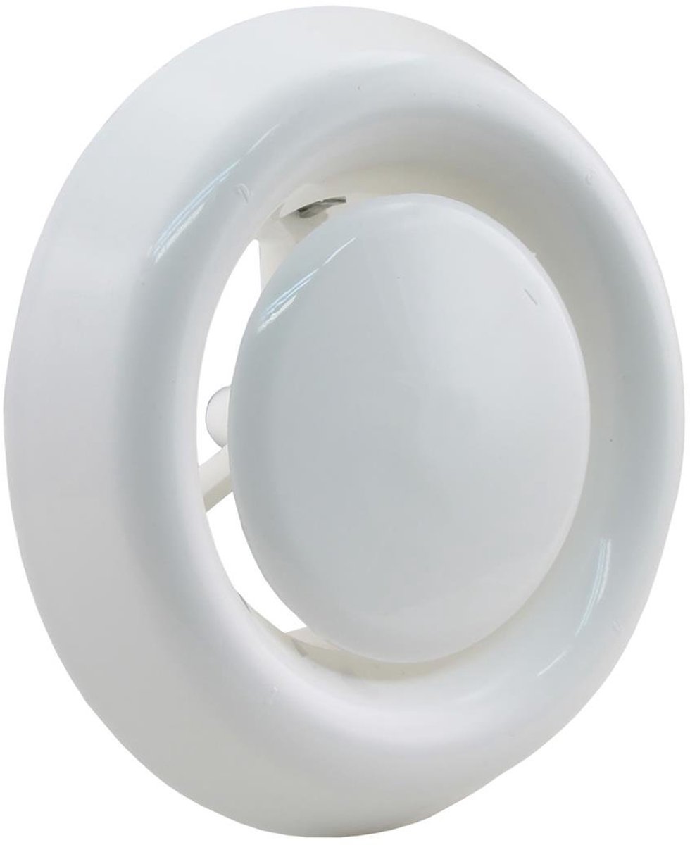 Afzuigventiel rond - wit - kunststof - met klemmen - diameter 125 mm