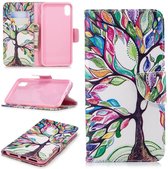 Telefoonhoesje.nl Apple iPhone XS Max hoesje, 3-in-1 bookcase met print, gekleurde boom - Geschikt voor: Apple iPhone XS Max