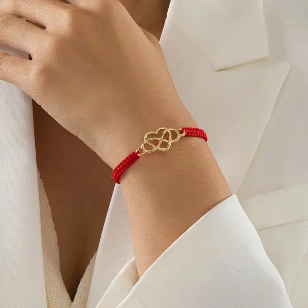 Livano Armband - Staal - Nep Zilver - Dames - Rood/Hart