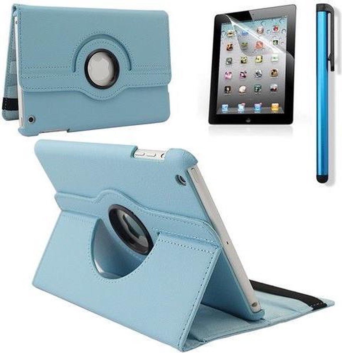 Hoes Geschikt Voor iPad Mini 4 hoes 360 graden leer licht blauw
