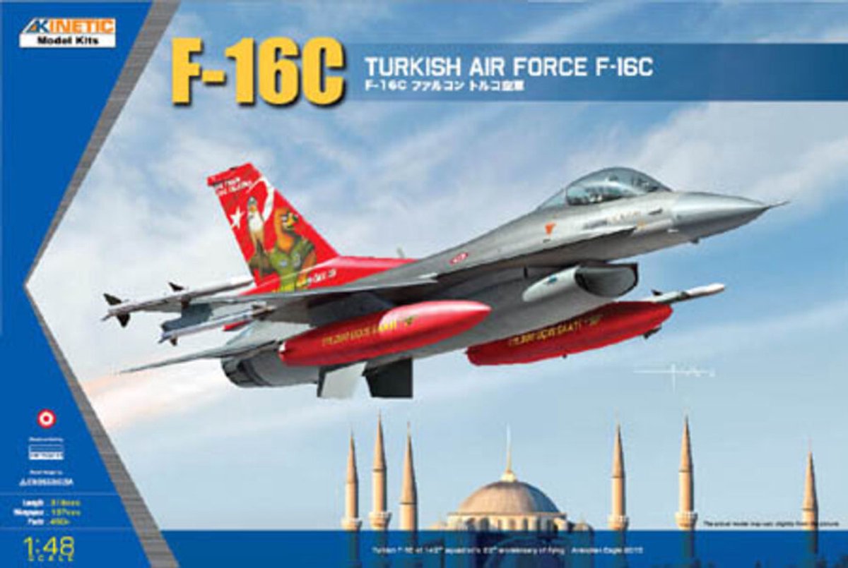 Kinetic Modelbouwpakket Militaire voertuigen - 48069A General Dynamics F-16C Fighting Falcon - Turkish Air Force - Straaljager Plastic - 1:48 - Modelbouw