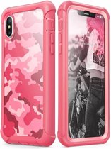i-Blason iPhone X hoes bescherming met ingebouwde screenprotector camouflage Roze