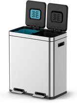 Bol.com Deleca Recycle Prullenbak met 2 Vakken - 60 Liter (2x30) Afvalbak - Afvalscheiding / Statiegeld container / Pedaalemmer ... aanbieding