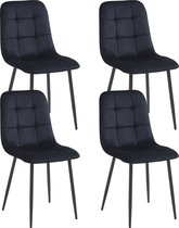 Bol.com Colenis - Ela Eetkamerstoel - Set Van 4- Zwart - Fluweel - Industrieel aanbieding