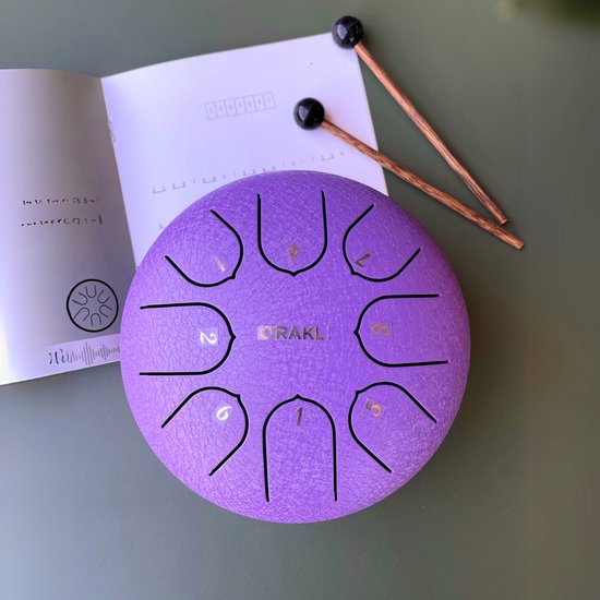Orakl ® - Tongue Drum Echo Amethist - Inclusief lesboek - Handpan ø 16 cm - Tongue Drum - Handpan Drum - Steel Tongue Drum - Klankschaal - Geluidstherapie van Orakl — afbeelding 3