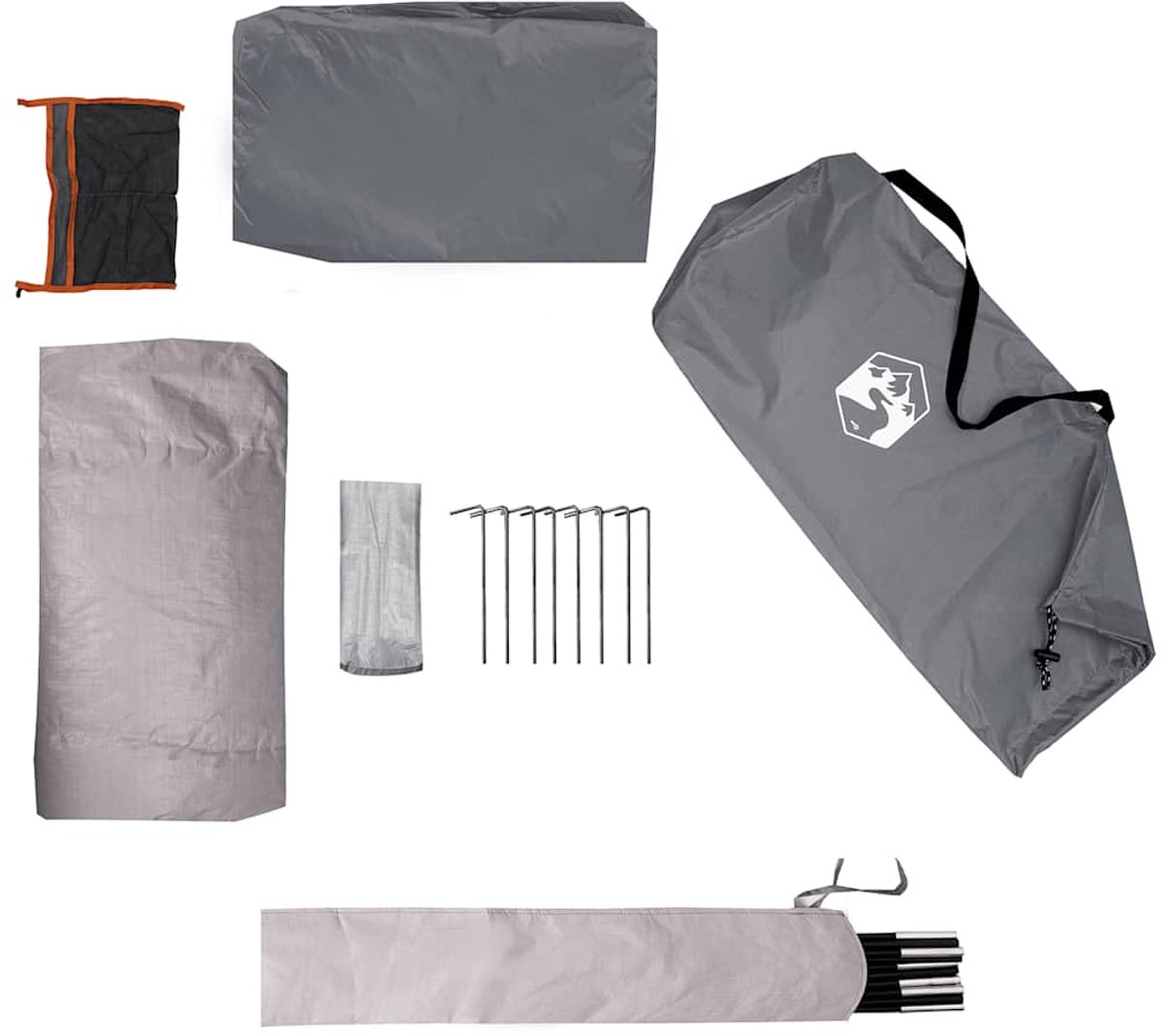 vidaXL - Tent - 1-persoons - waterdicht - grijs - en - oranje – foto 6