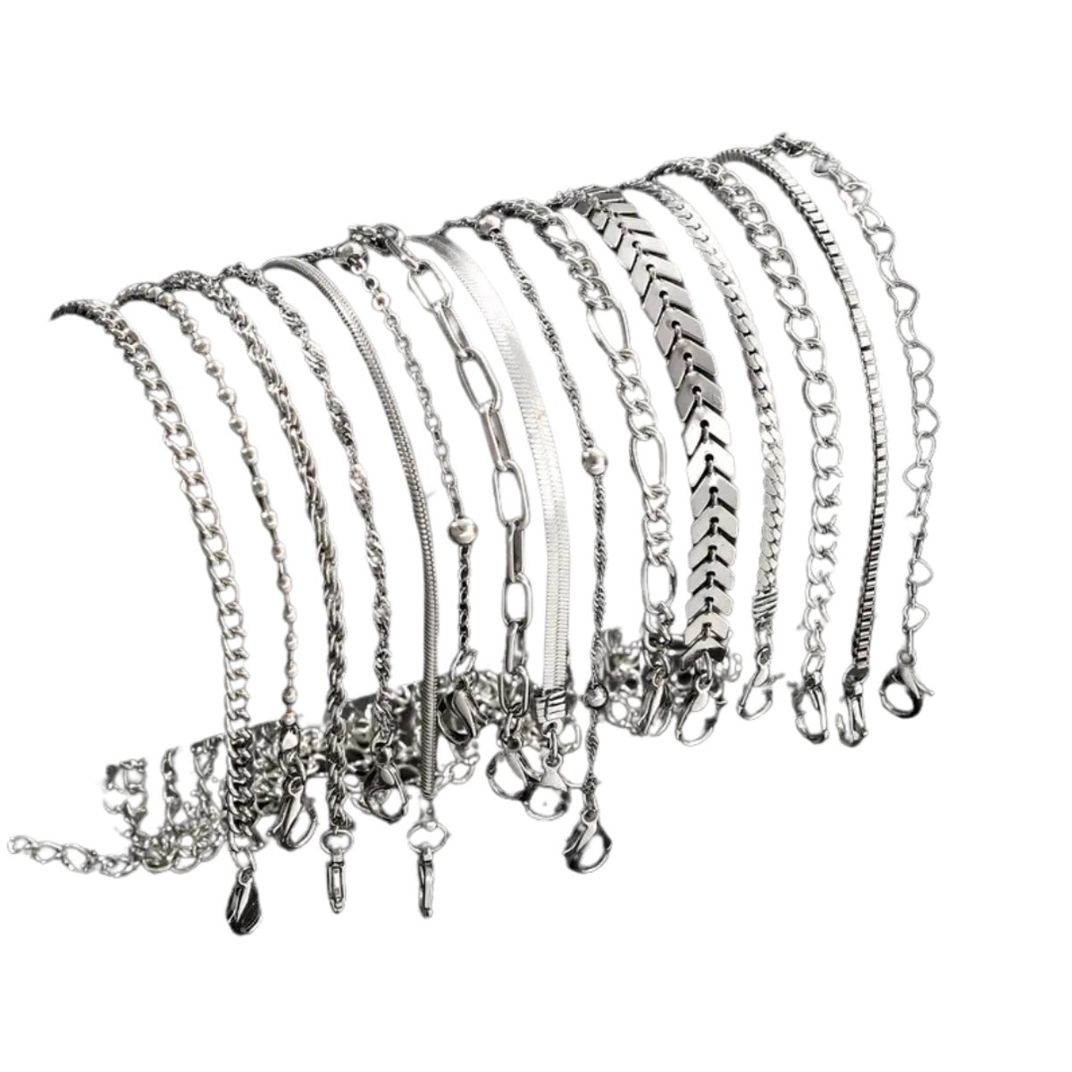 Livano Armband - Staal - Nep Zilver - Dames - 15 Stuks - Zilver