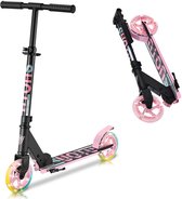 Suotu Kinderstep - 145mm Lichtgevende Wielen - Step - Speelgoed Jongens/Meisjes - Max stuurhoogte: 85 cm - tot 50 kg - Aluminium - Roze/Zwart