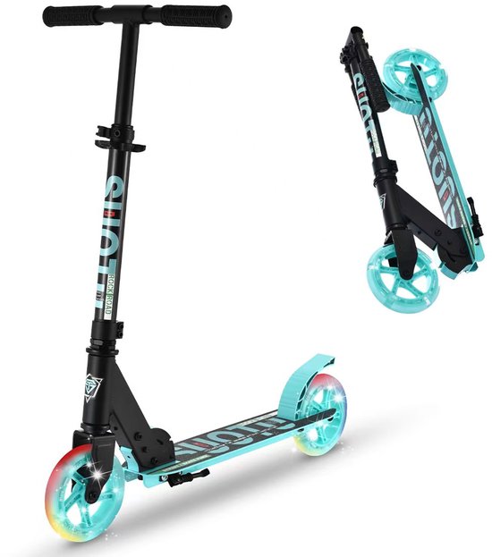 Suotu Kinderstep - 145mm Lichtgevende Wielen - Step - Speelgoed Jongens/Meisjes - Max stuurhoogte: 85 cm - tot 50 kg - Aluminium - Blauw/Zwart