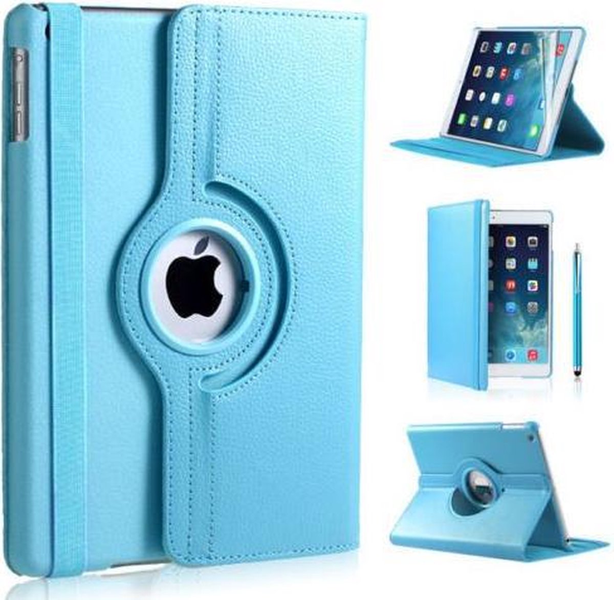 iPad Pro 10,5 hoes 360 graden licht blauw leer + Screenprotector + Pen