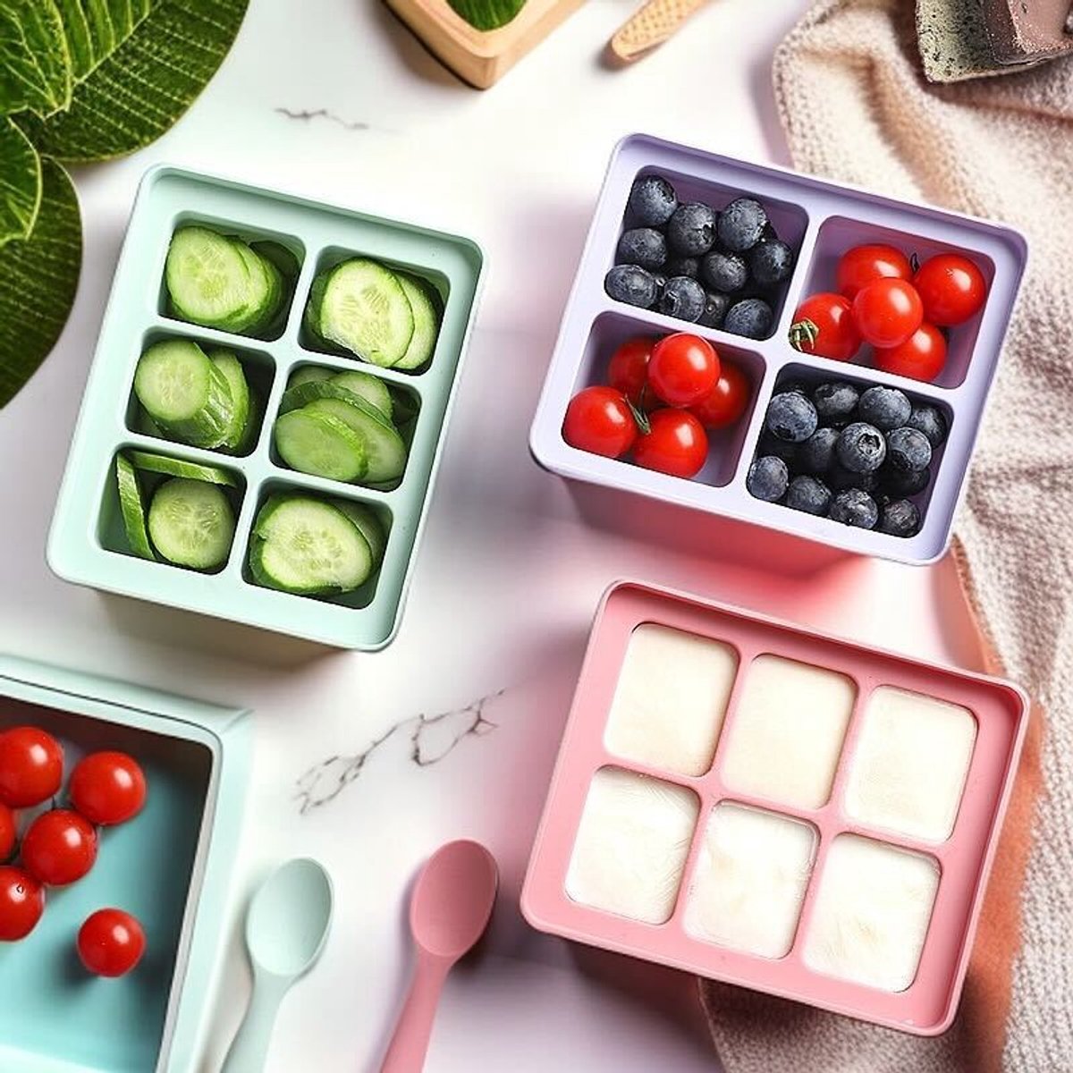 ZYLARO Babyvoeding bewaarbakjes set - 3-delige siliconen baby bakjes - met deksel - Magnetron & vaatwasmachinebestendige - 18x60ml - Moedermelk bewaren - Diepvriesbakjes - 100% BPA vrij — afbeelding 4
