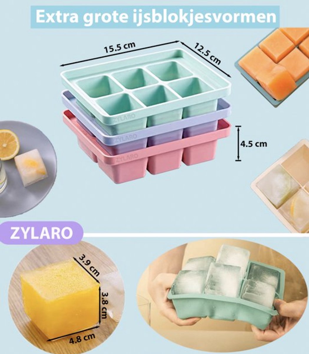 ZYLARO Babyvoeding bewaarbakjes set - 3-delige siliconen baby bakjes - met deksel - Magnetron & vaatwasmachinebestendige - 18x60ml - Moedermelk bewaren - Diepvriesbakjes - 100% BPA vrij — afbeelding 5