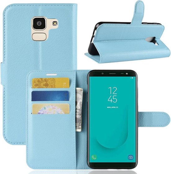 Coque pour Samsung Galaxy J6 (2018), bibliothèque 3 en 1, bleu clair |  bol.com
