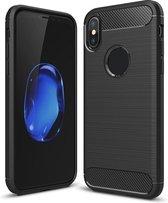 Hoesje voor Apple iPhone X en iPhone XS, gel case carbon look, zwart