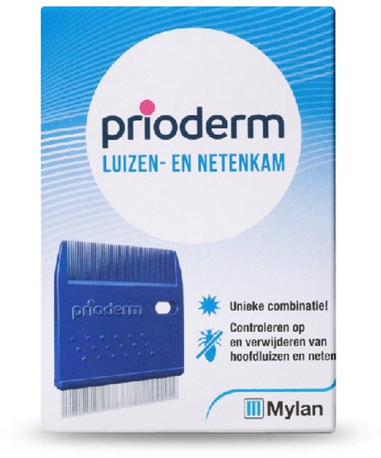 Prioderm Luizen- en Netenkam - Controleren en verwijderen van hoofdluizen en neten - Met handig beschermhoesje - 1 stuk