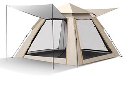 Betaalbare Goederen® kampeertent 3-4 personen - beige - kampeertent - tent - kampeerstoel - slaapzak - luchtbed - kampeertent