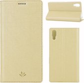 Sony Xperia L3 hoesje, canvas bookcase, goud | GSM Hoesje / Telefoonhoesje Geschikt Voor: Sony Xperia L3