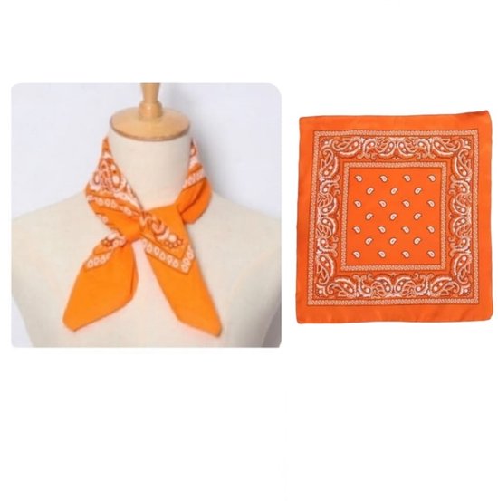 Dames Orange Sjaaltje Paisley Classic Bandana -Unisex Sjaaltje Hoofdband haar Accessoires Sport - WK/EK voetbal| Koningsdag oranje