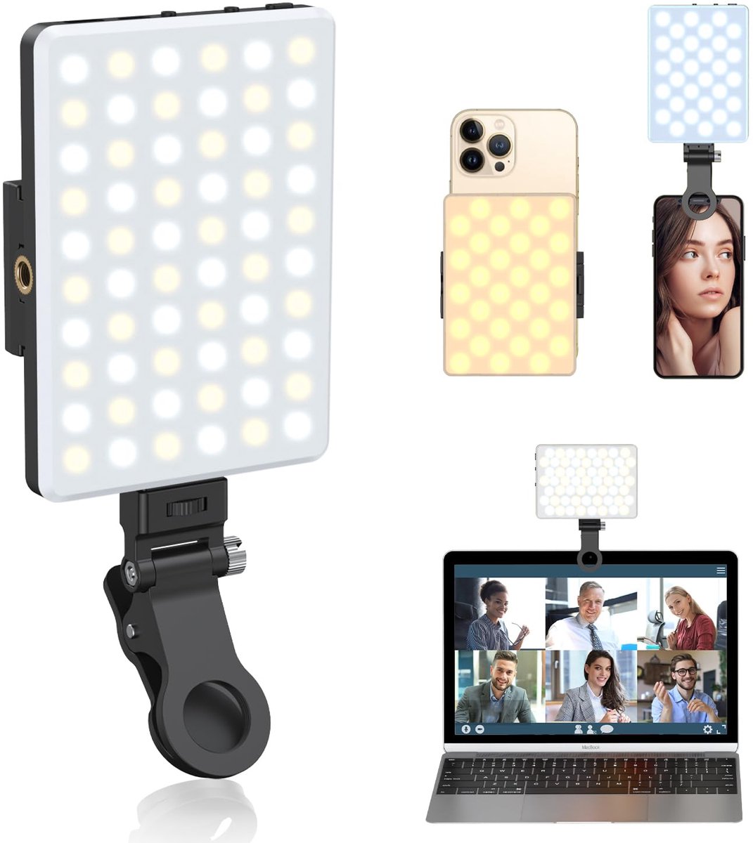 MN Commerce EU Selfie Lamp 3 Lichtmodi – 10 Helderheidsniveaus – Dimbaar LED Licht met Statief & Phone Clip – Voor TikTok, Vlogs, Make-up & Video