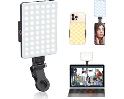 MN Commerce EU Selfie Light - Phone Light with Front & Back Clip, 60 LED Portable Light with 3 Modes, 5000mAh Rechargeable Video Light for Phone, iPhone, IPad, Laptop, TikTok, Makeup, Live Stream, Vlog