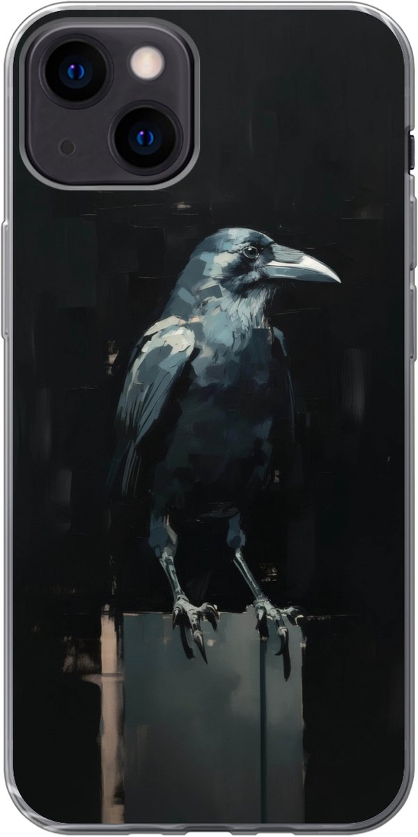 Telefoonhoesje Geschikt voor iPhone 13 hoesje - Raaf - Vogels - Zwart - Siliconen Telefoonhoesje Telefoonhoesje
