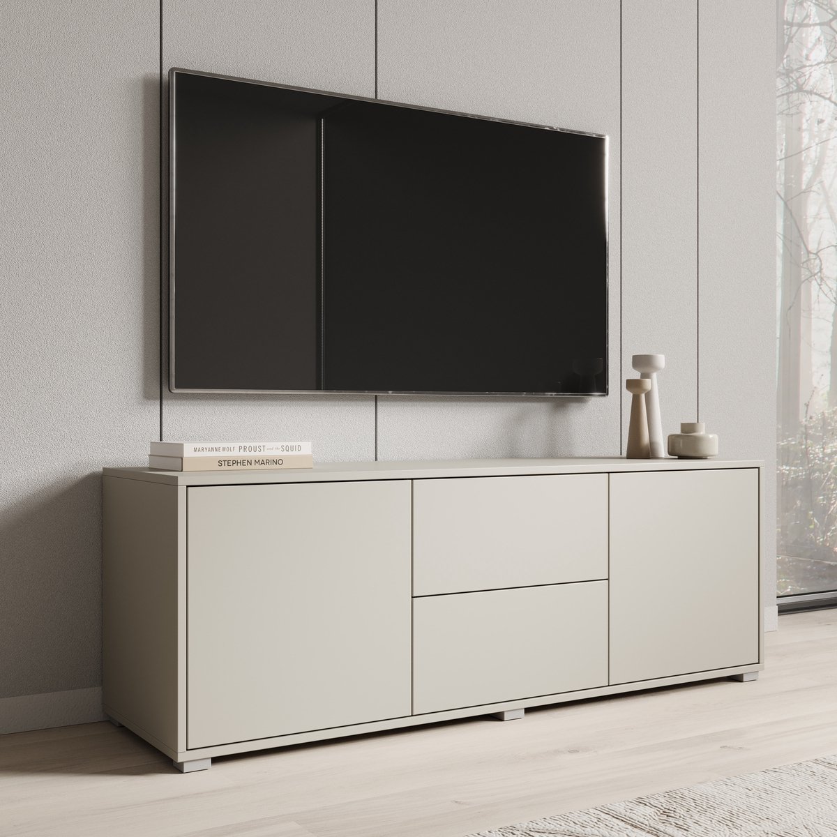 Meubella - TV-Meubel Gideon - Beige - 141 cm