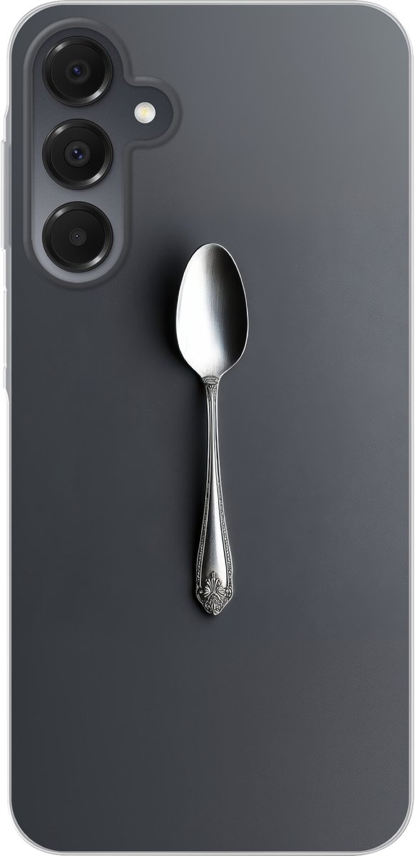 Telefoonhoesje Geschikt voor Samsung Galaxy A16 hoesje - Zilver - Metaal - Lepel - Siliconen Telefoonhoesje Telefoonhoesje
