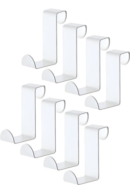 TOJ Deurhaken Set van 8 Stuks - Keukenkast / Deur Kapstokhaken - Ophanghaken - Deurkapstok - 5KG Belastbaar - RVS - Wit