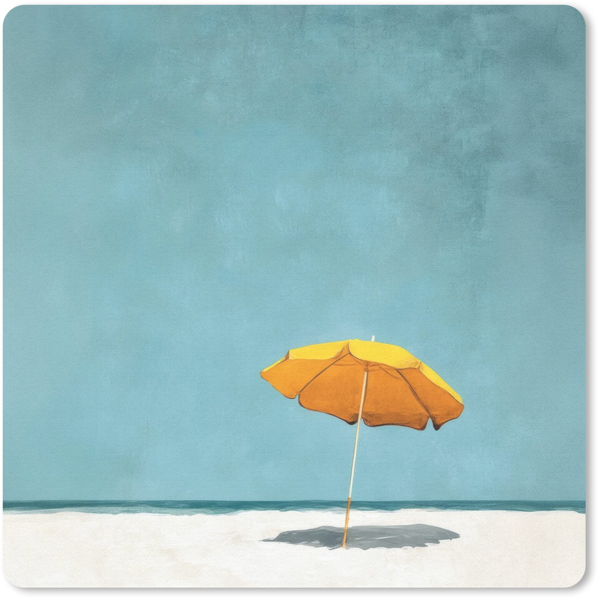 Muismat 20x20 cm - Mousepad Parasol - Geel - Strand - Zee - Muismatten