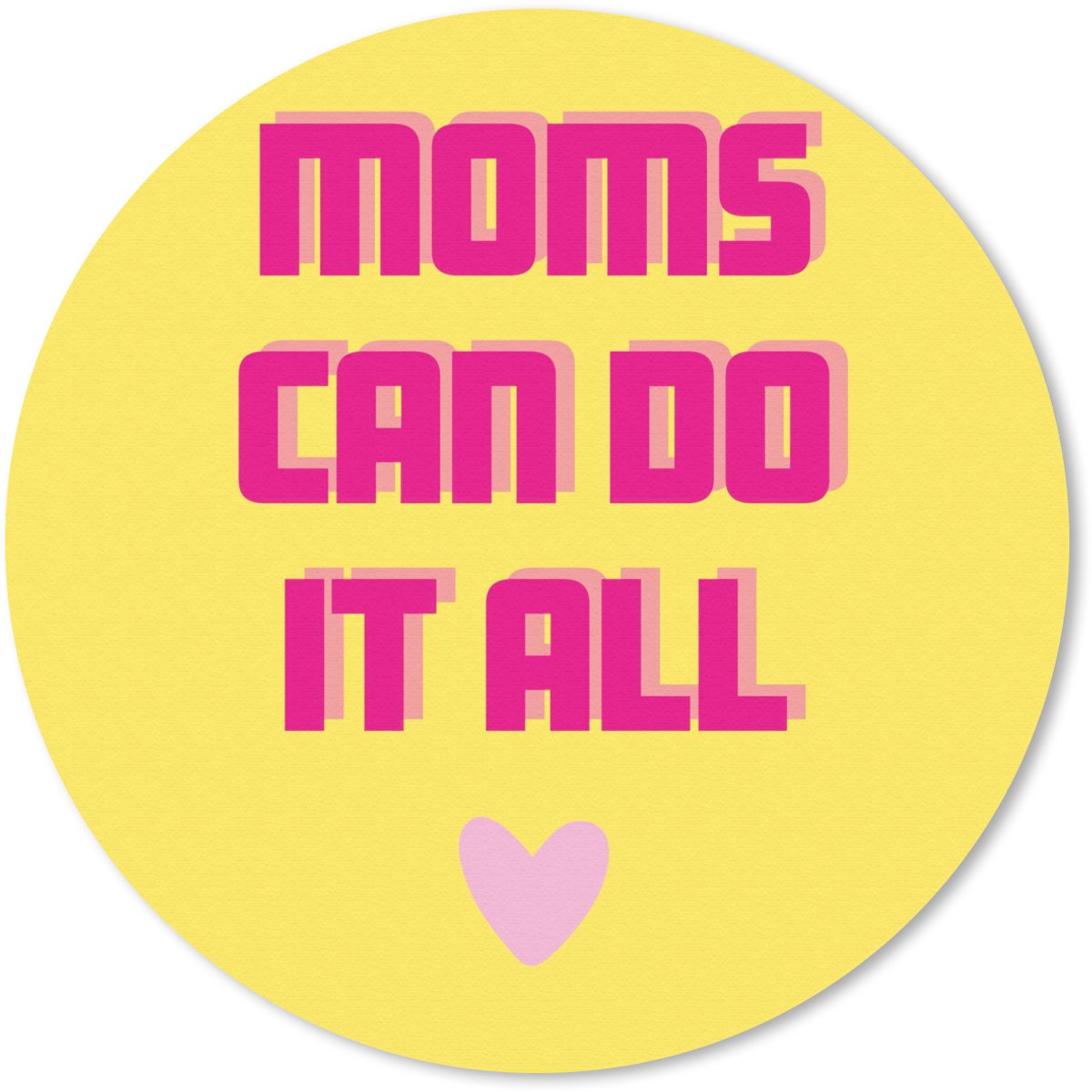Muismat rond 50x50 cm - Mousepad Quote - Moeder - Hartje - Roze - Ronde muismatten