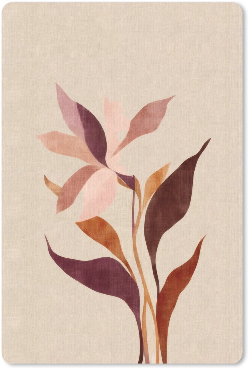 Muismat 18x27 cm - Mousepad Bloemen - Blaadjes - Minimalistisch - Roze - Muismatten