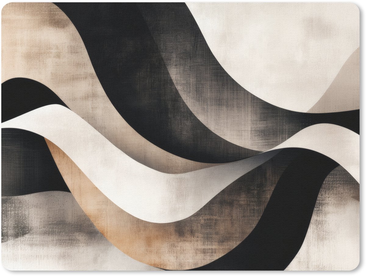 Muismat 23x19 cm - Mousepad Abstract - Golven - Zwart - Verweerd - Muismatten