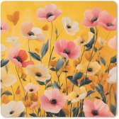 Muismat 20x20 cm - Mousepad Bloemen - Veld - Geel - Muismatten