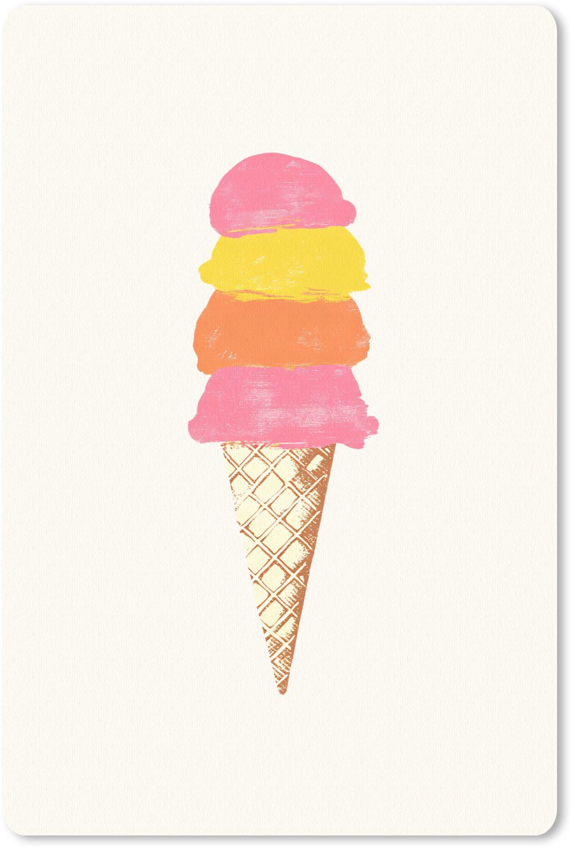 Muismat 18x27 cm - Mousepad Schepijs - Hoorntje - Illustratie - Minimalistisch - Muismatten