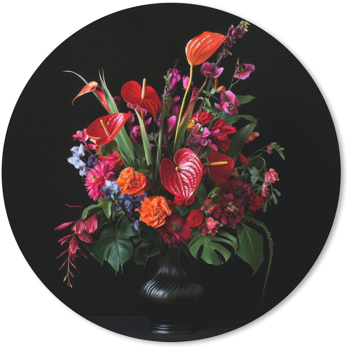 Muismat rond 30x30 cm - Mousepad Bloemen - Boeket - Sierlijk - Ronde muismatten