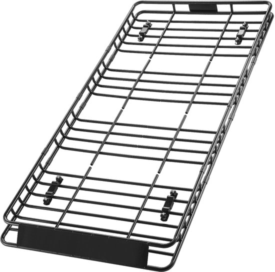 Panier de toit pour voitures (2120 x 990 x 105 mm), panier de toit universel avec sac à bagages, filet et sangles de tension (capacité de charge maximale 113,4 kg), adapté aux SUV et aux camions