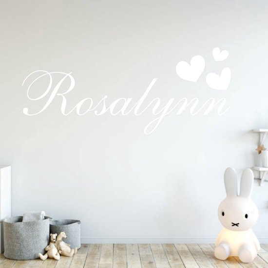 Muursticker Naam Met Hartjes - Zwart - 120 x 48 cm - baby en kinderkamer - meisjes baby en kinderkamer - baby baby en kinderkamer naam stickers