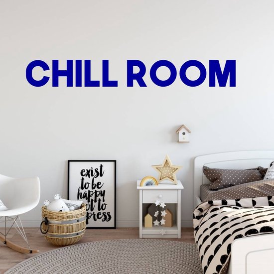 Sticker Muursticker Chill Room - Bleu clair - 80 x 10 cm - Salon Textes anglais - Sticker mural