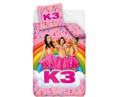 K3 - Dekbedovertrek - 140 x 200 cm - Roze - 100% katoen - Met kussensloop 65 x 65 cm