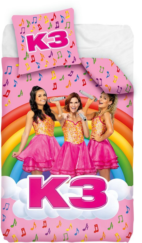 K3 - Dekbedovertrek - 140 x 200 cm - Roze - 100% katoen - Met kussensloop 65 x 65 cm