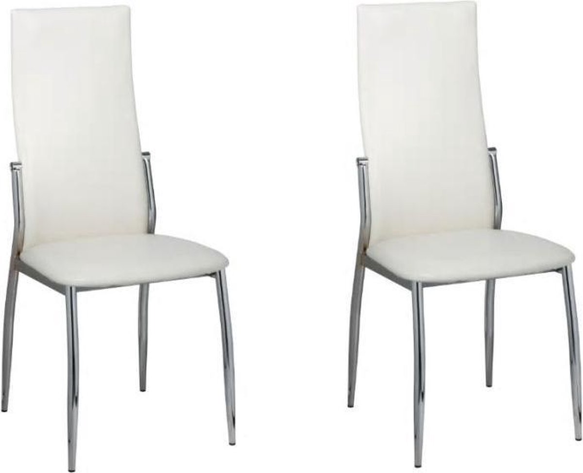 vidaXL - Eetkamerstoelen - 2 - st - kunstleer - wit