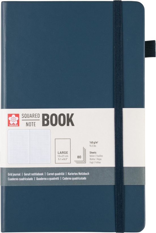 Carnet à couverture rigide à carreaux Sakura, grand format, indigo foncé