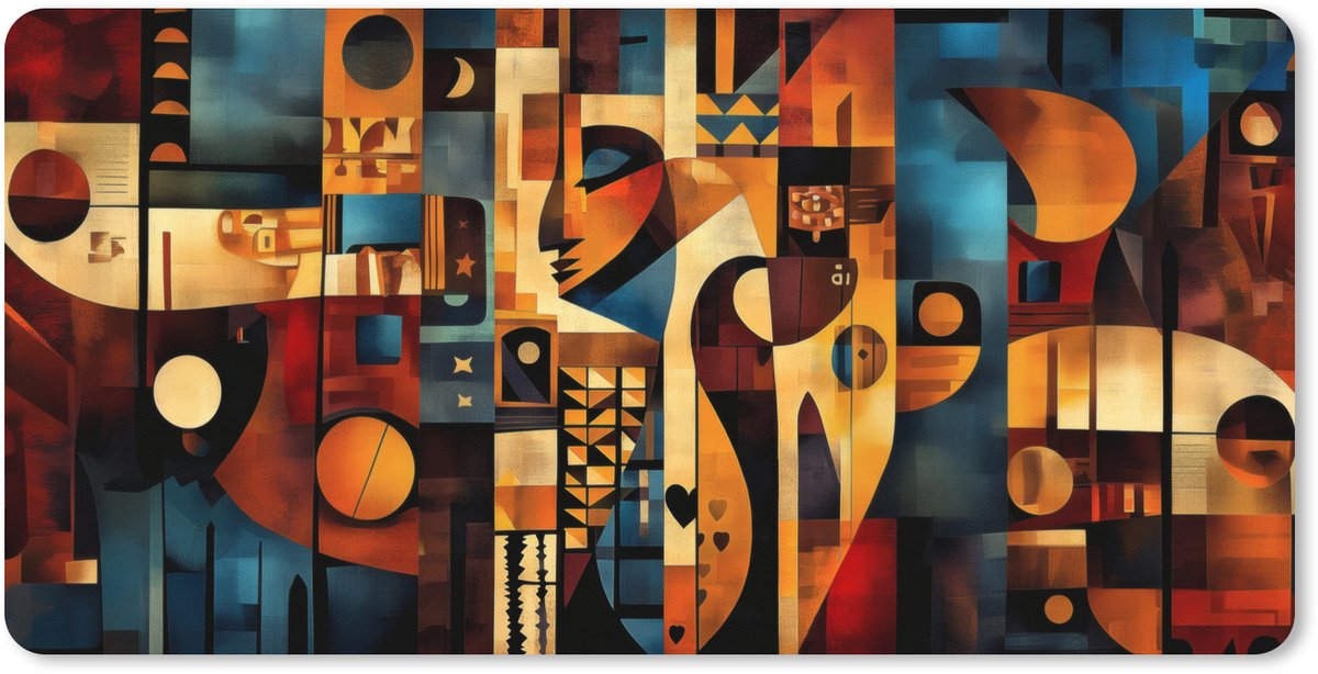 Muismat XXL 100x50 cm - Bureau onderlegger - Bureau mat Figuren - Abstract - Symbolen - Bureaumat - Gaming mousepad xl - Bureaulegger groot - Computer deskmat