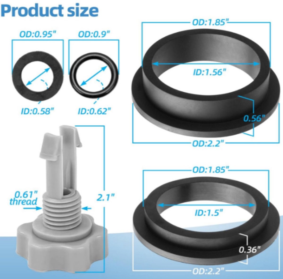 Reserveonderdelen voor zandfilterpomp - afdichtingen voor zandfilterpomp 25013 - accessoires voor Intex zwembad inclusief luchtventiel - 11 O-ringen voor diverse onderdelen – foto 2