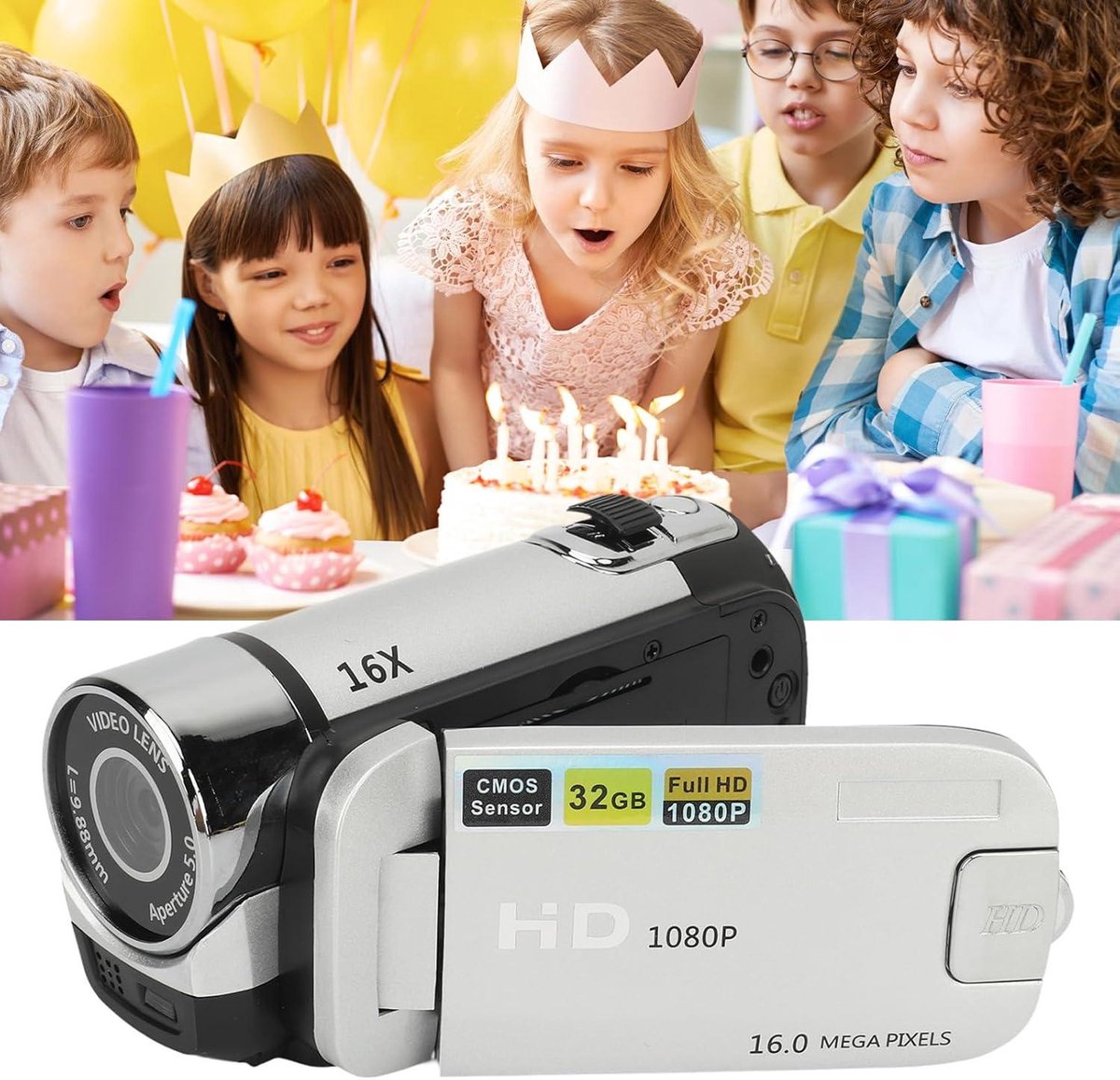 Digitale Camera Recorder D90 1080P 16X Digitale Zoom Videocamera met Vullicht 24 Inch LCD Draaibaar Scherm 32GB Vlogging Camera HD Video Opname Handycam Camcorder thumbnail 3
