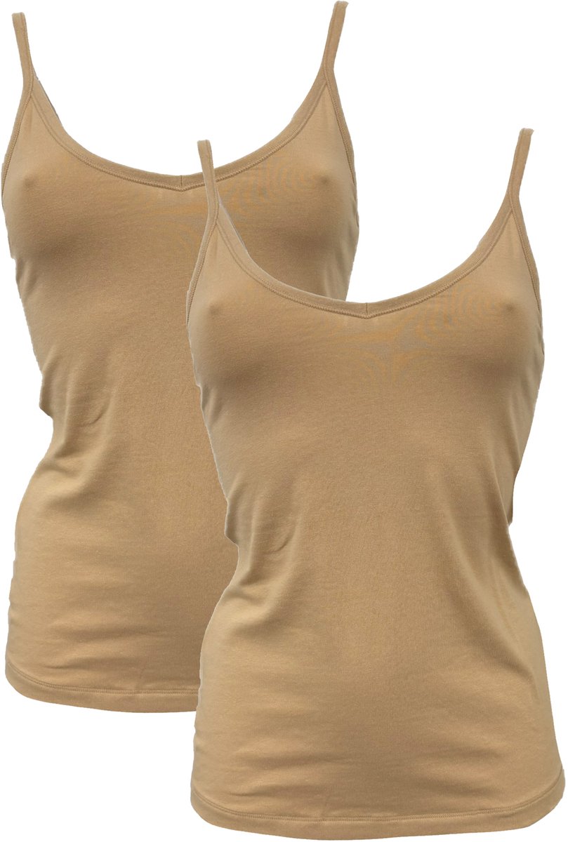 After Eden My Basic Singlet katoenen 2-pack Dames Ondershirt - Poeder - Maat L